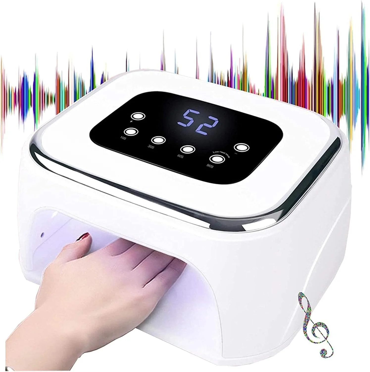 دستگاه خشک کن لاک ناخن LED، دارای بلندگوی بلوتوث، 88 وات، دارای 42 لامپ LED، مناسب برای ابزار طراحی ناخن، مانیکور و پدیکور