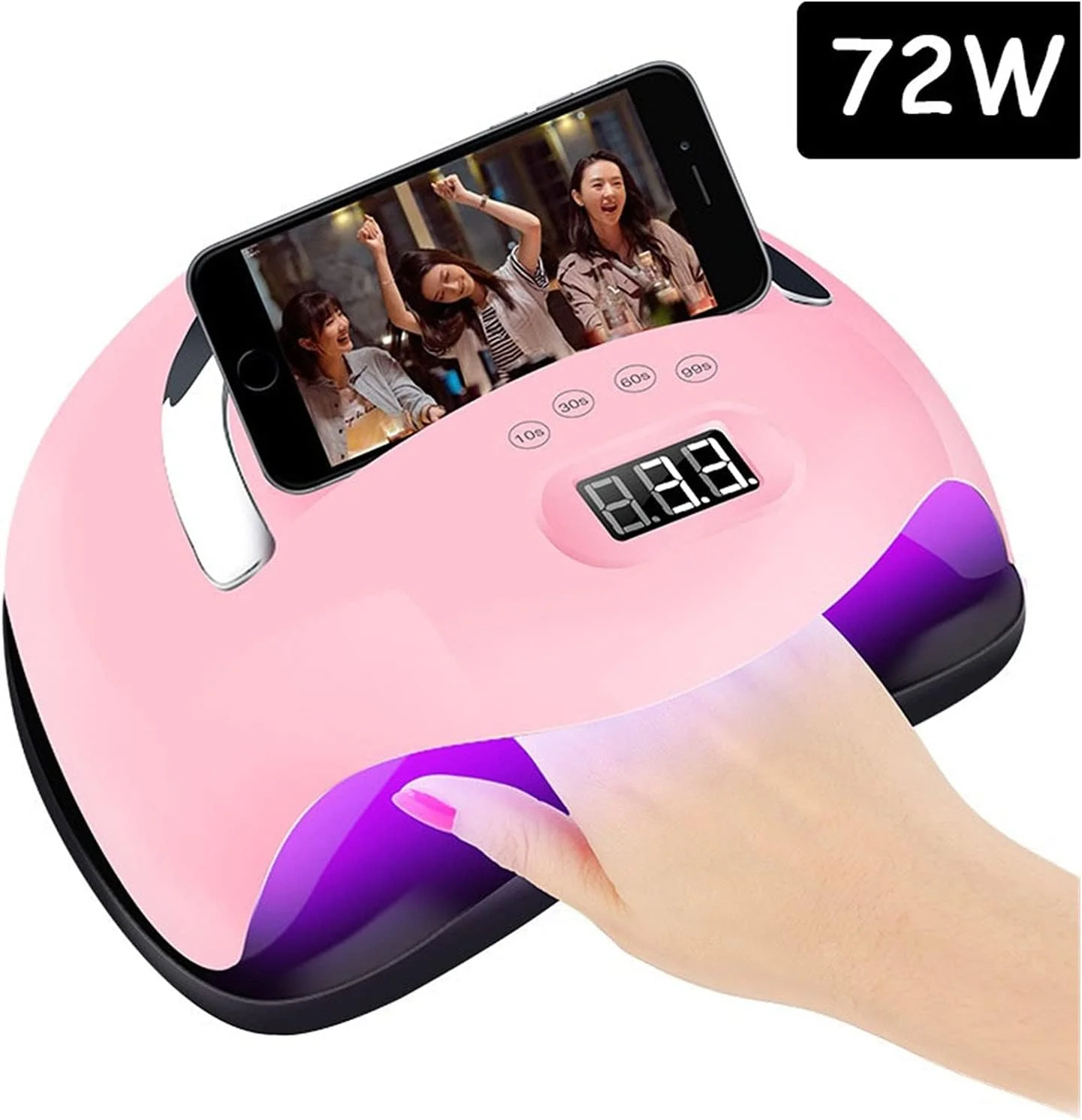 دستگاه خشک کن لاک ناخن HIHELO مدل 72 وات با دسته قابل حمل، دارای 36 لامپ LED UV، مناسب برای هنر ناخن و ابزار طراحی ناخن (رنگ: صورتی)