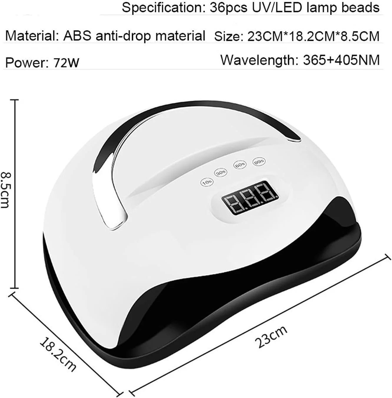دستگاه خشک کن لاک ناخن HIHELO مدل 72 وات با دسته قابل حمل، دارای 36 لامپ LED UV، مناسب برای هنر ناخن و ابزار طراحی ناخن (رنگ: صورتی)