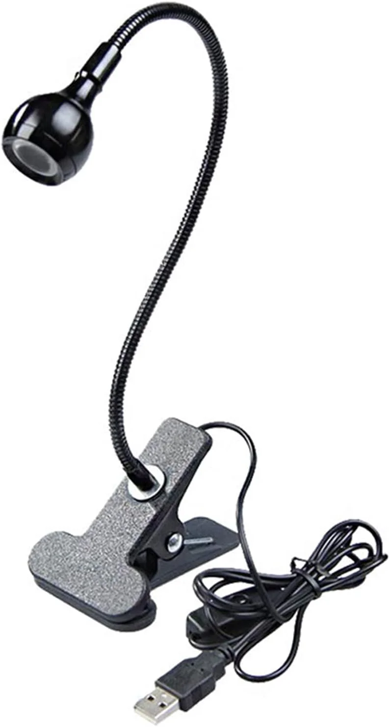 چراغ رومیزی گیره دار USB Fawoonu، چراغ کنار تخت، مناسب برای هنر ناخن و خشک کردن لاک ناخن و چسب UV