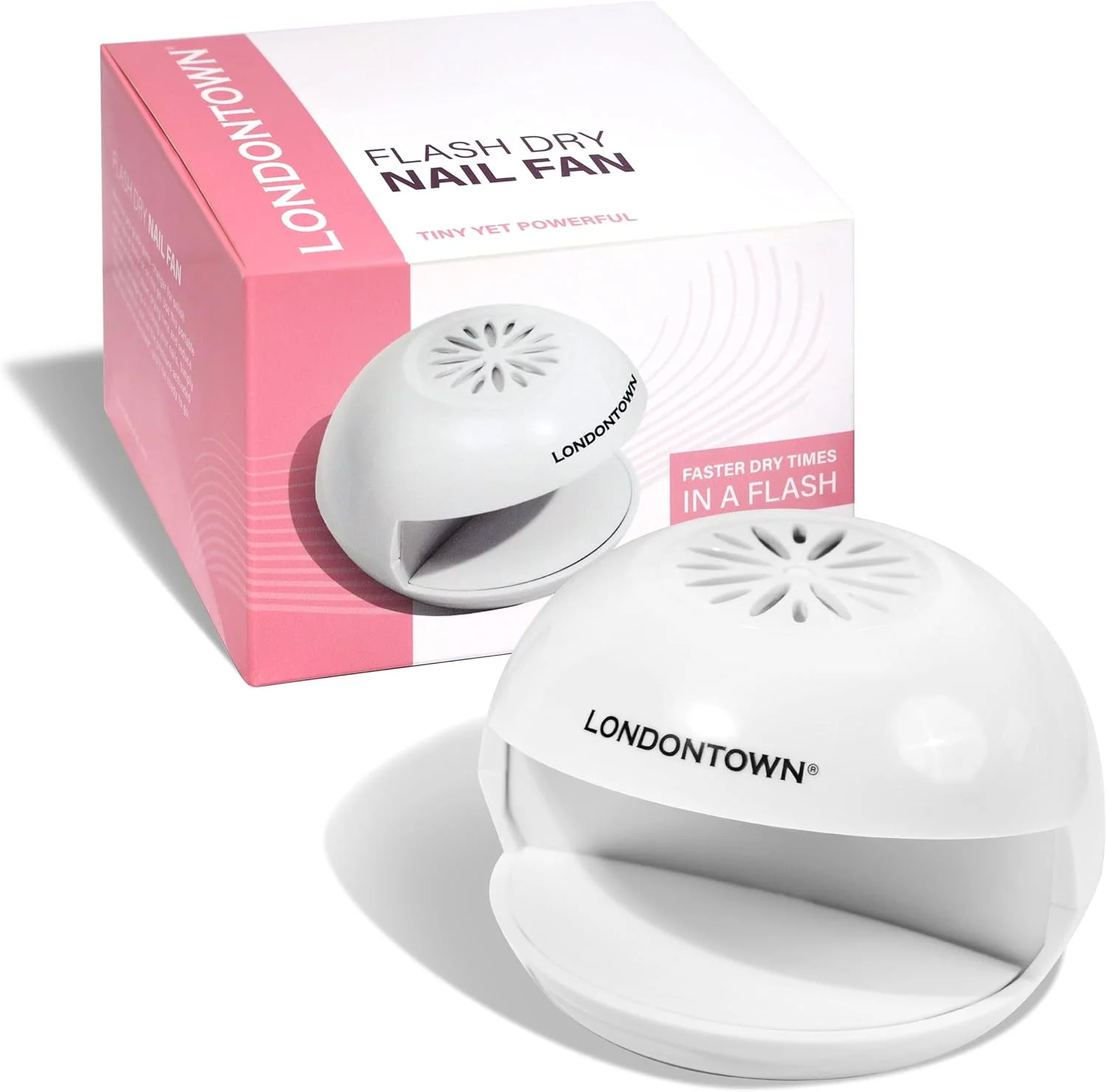 خشک کن لاک ناخن کوچک LONDONTOWN، مناسب لاک های معمولی دست و پا، فن قابل حمل با هوای خنک برای خشک کردن سریع، با باتری کار می کند