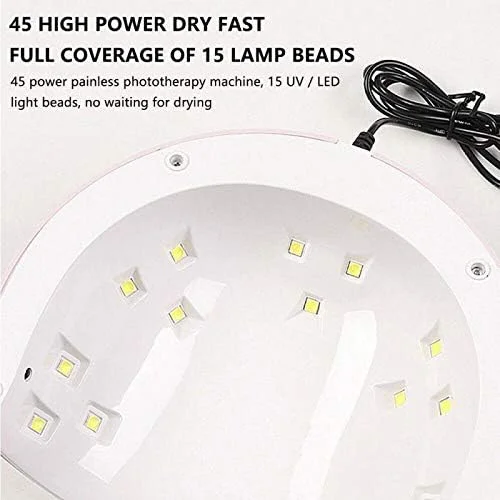 دستگاه خشک کن لاک ژل LED 45 وات طرح گربه، مناسب برای مانیکور و خشک کردن انواع لاک ژل، قابل حمل (رنگ: سفید)