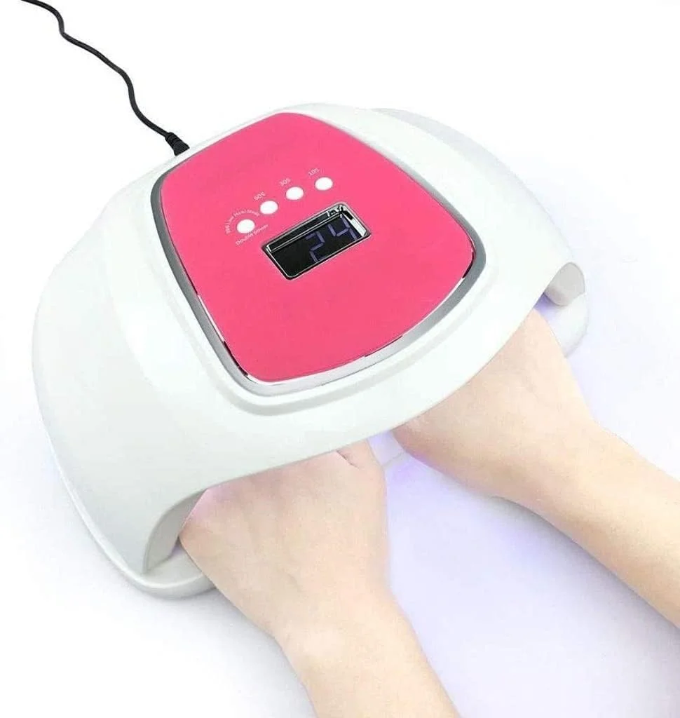 چراغ طراحی ناخن صورتی، خشک کن ناخن ال ای دی 72 وات حرفه ای برای لاک ژل با سنسور
