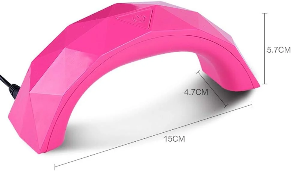 چراغ ۹ وات خشک کننده لاک ناخن USB طرح رنگین کمان، مناسب برای ژل ناخن و ابزار مانیکور، مناسب برای ناخن های DIY (رنگ: صورتی)