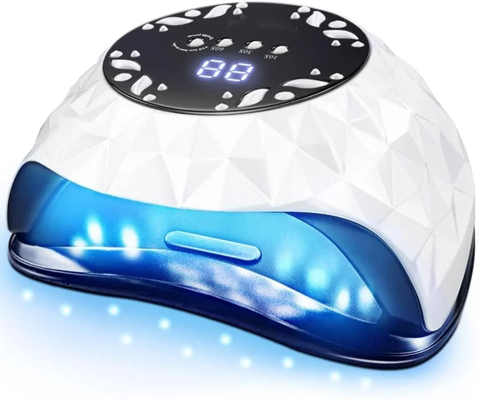 دستگاه خشک کن لاک ناخن برای انواع لاک ژل، خشک کننده سریع با 4 تایمر، فضای بزرگ، تجهیزات اتوماتیک ناخن (رنگ: سفید)