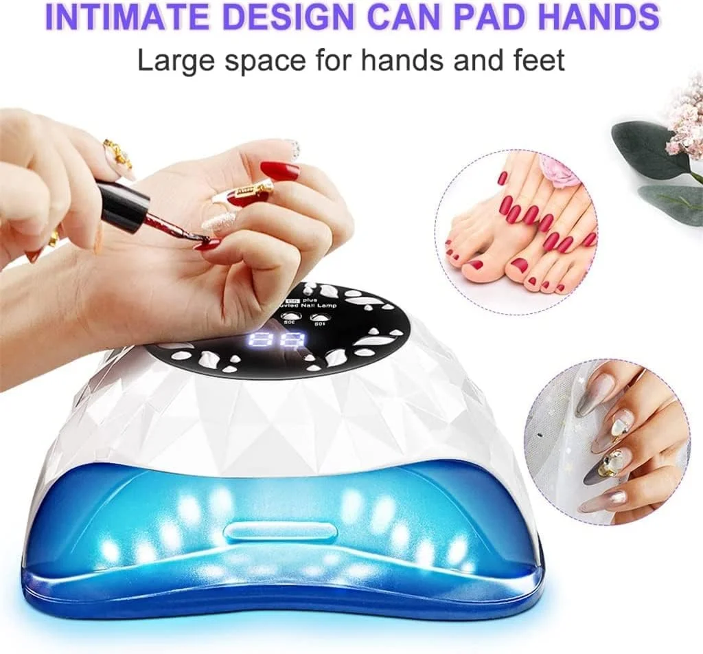 دستگاه خشک کن لاک ناخن برای انواع لاک ژل، خشک کننده سریع با 4 تایمر، فضای بزرگ، تجهیزات اتوماتیک ناخن (رنگ: سفید) دستگاه خشک کن لاک ناخن برای انواع لاک ژل، خشک کننده سریع با 4 تایمر، فضای بزرگ، تجهیزات اتوماتیک ناخن (رنگ: سفید)