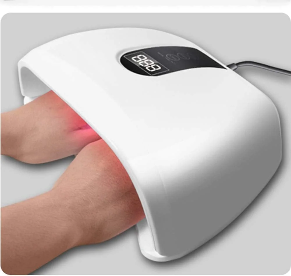 دستگاه خشک کن لاک ناخن 96 وات LED، لامپ خشک کننده لاک ژل، لامپ نور قرمز مراقبت از پوست برای خشک کردن ناخن، ابزار مانیکور با حسگر خودکار
