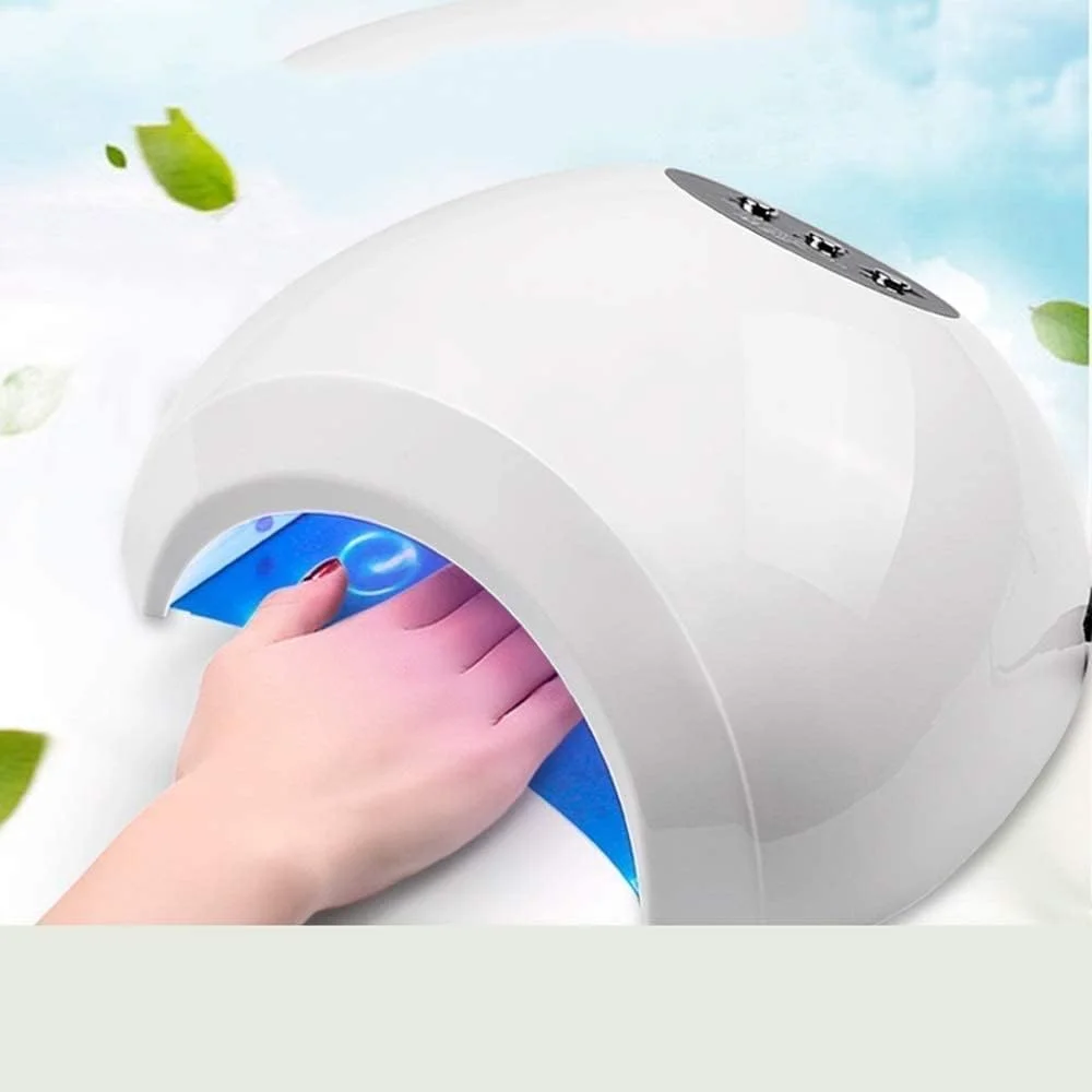 دستگاه خشک کن لاک ناخن LED با قابلیت تغییر توان 48W-24W، دارای تایمر 10، 30 و 60 ثانیه و سنسور خودکار برای لاک ژل
