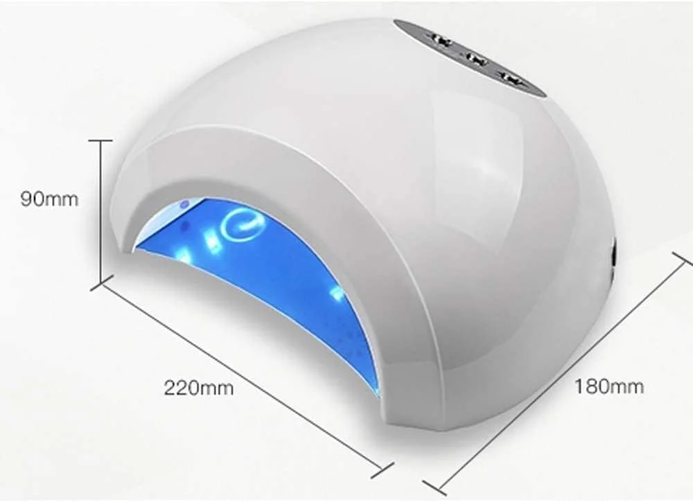 دستگاه خشک کن لاک ناخن LED با قابلیت تغییر توان 48W-24W، دارای تایمر 10، 30 و 60 ثانیه و سنسور خودکار برای لاک ژل