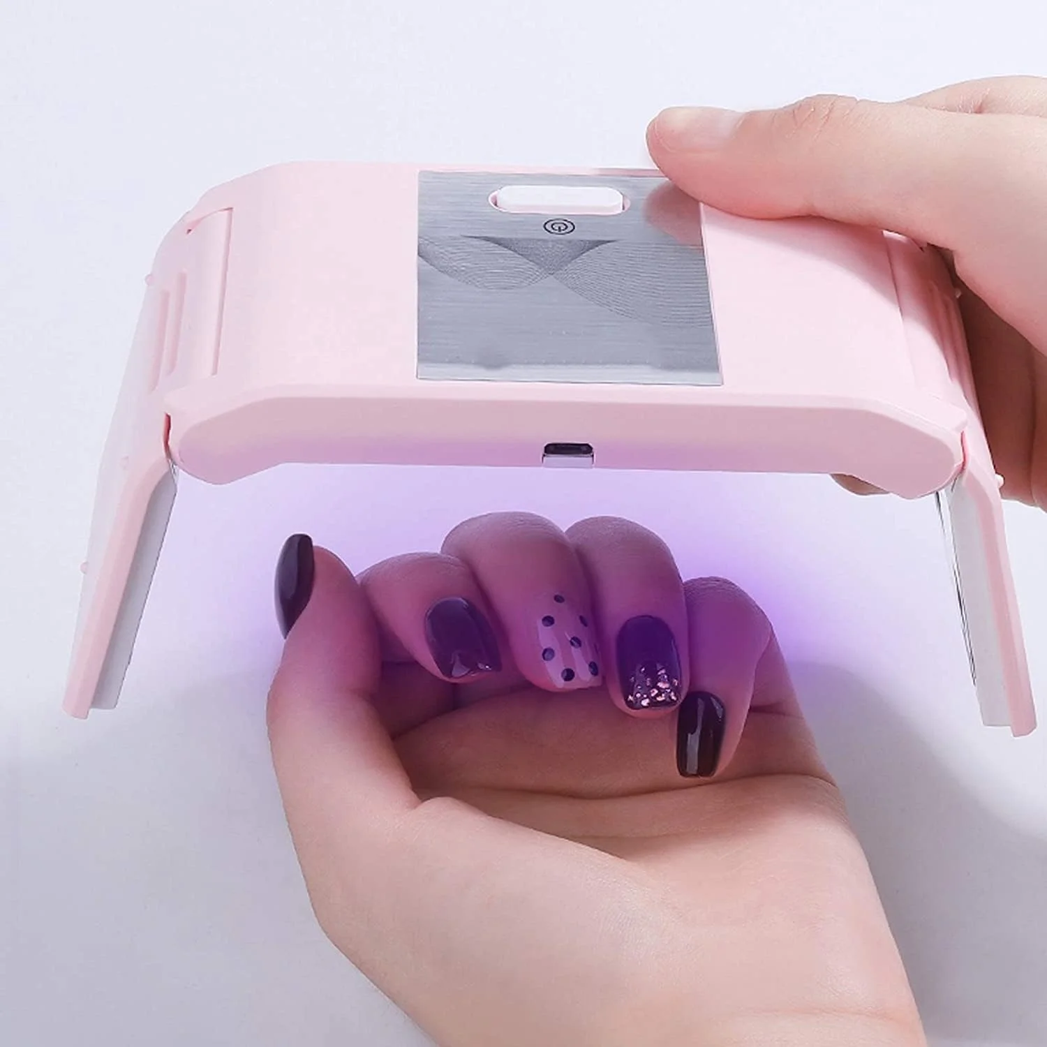 چراغ ال ای دی خشک کن ناخن 24 وات صورتی تاشو برای ژل لاک