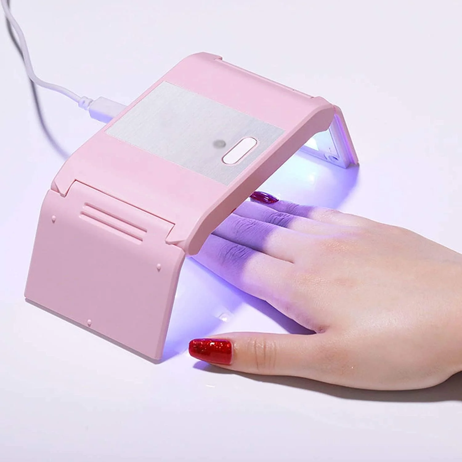 چراغ ال ای دی خشک کن ناخن 24 وات صورتی تاشو برای ژل لاک