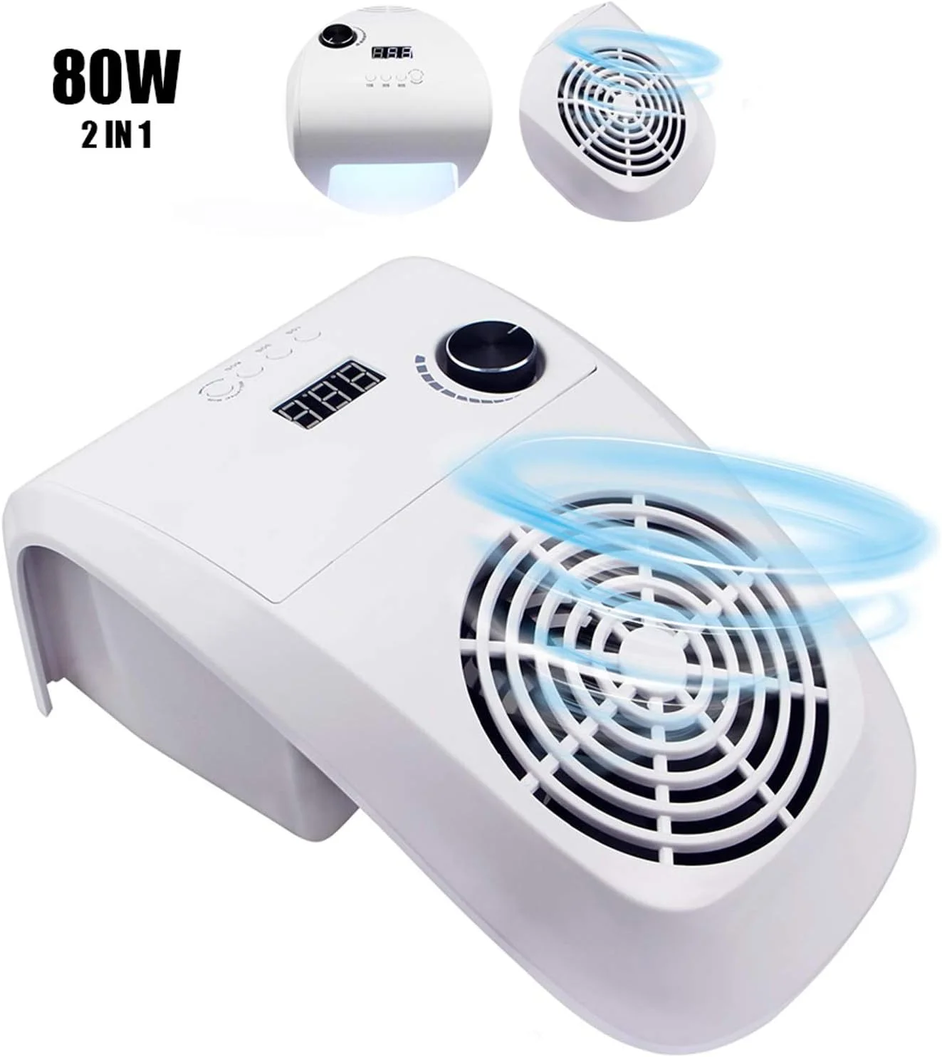 دستگاه خشک کن ناخن LED دو کاره 80 وات با 36 لامپ LED و مکنده گرد و غبار ناخن با دو فن قدرتمند