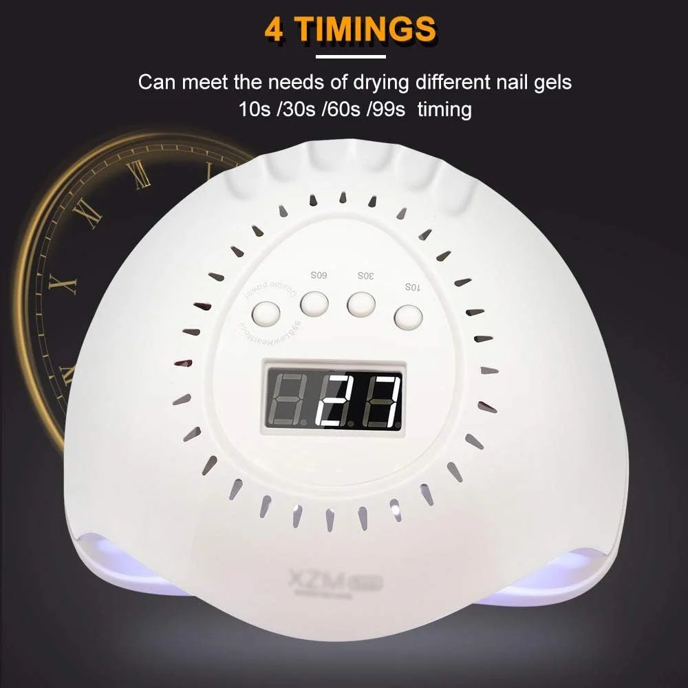 چراغ ال ای دی ناخن 120 وات با قدرت بالا برای ناخن، مناسب برای انواع لاک ژل، خشک کن ناخن با سنسور خودکار، نور ال ای دی خورشیدی، ابزار مانیکور هنر ناخن