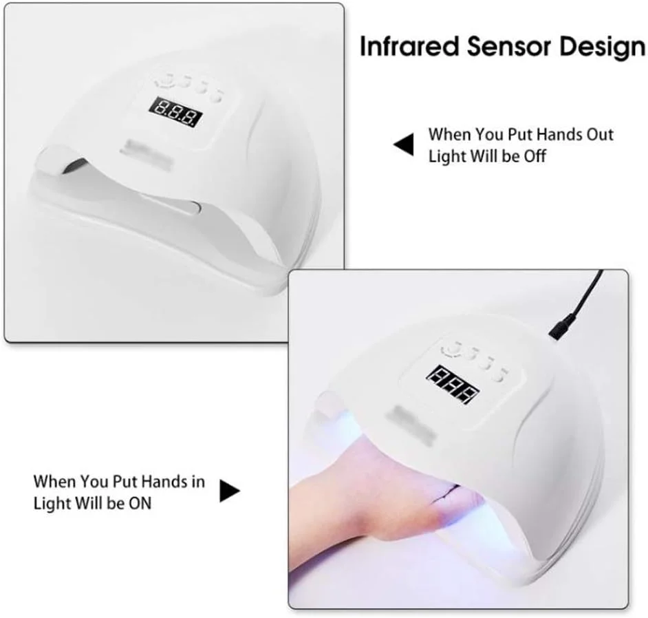 چراغ LED 80 وات، چراغ اتوماتیک برای مانیکور، چراغ خشک کن ژل ارتقا یافته، کابین حرفه ای UV LED ژل ناخن