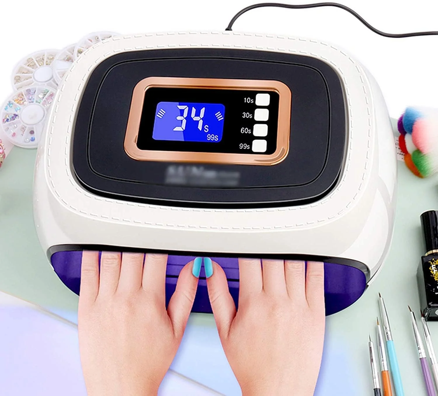 لامپ LED ناخن 84 وات با 42 ال ای دی، خشک کن ژل ناخن، لاک و پولیش، دستگاه مانیکور، لامپ یخی، ابزار طراحی ناخن (رنگ: صورتی)