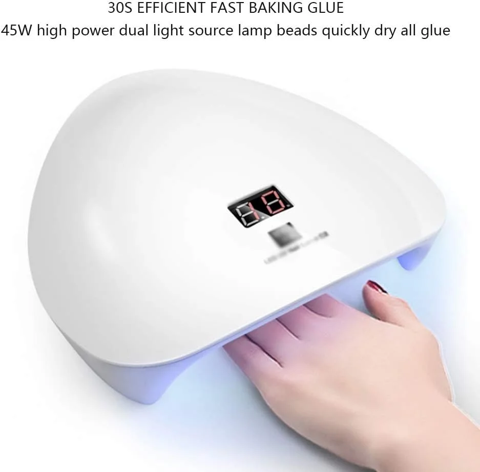دستگاه خشک کن لاک ناخن 45 وات LED برای خشک کردن انواع ژل، لاک، مناسب برای مانیکور، سالن و طراحی ناخن