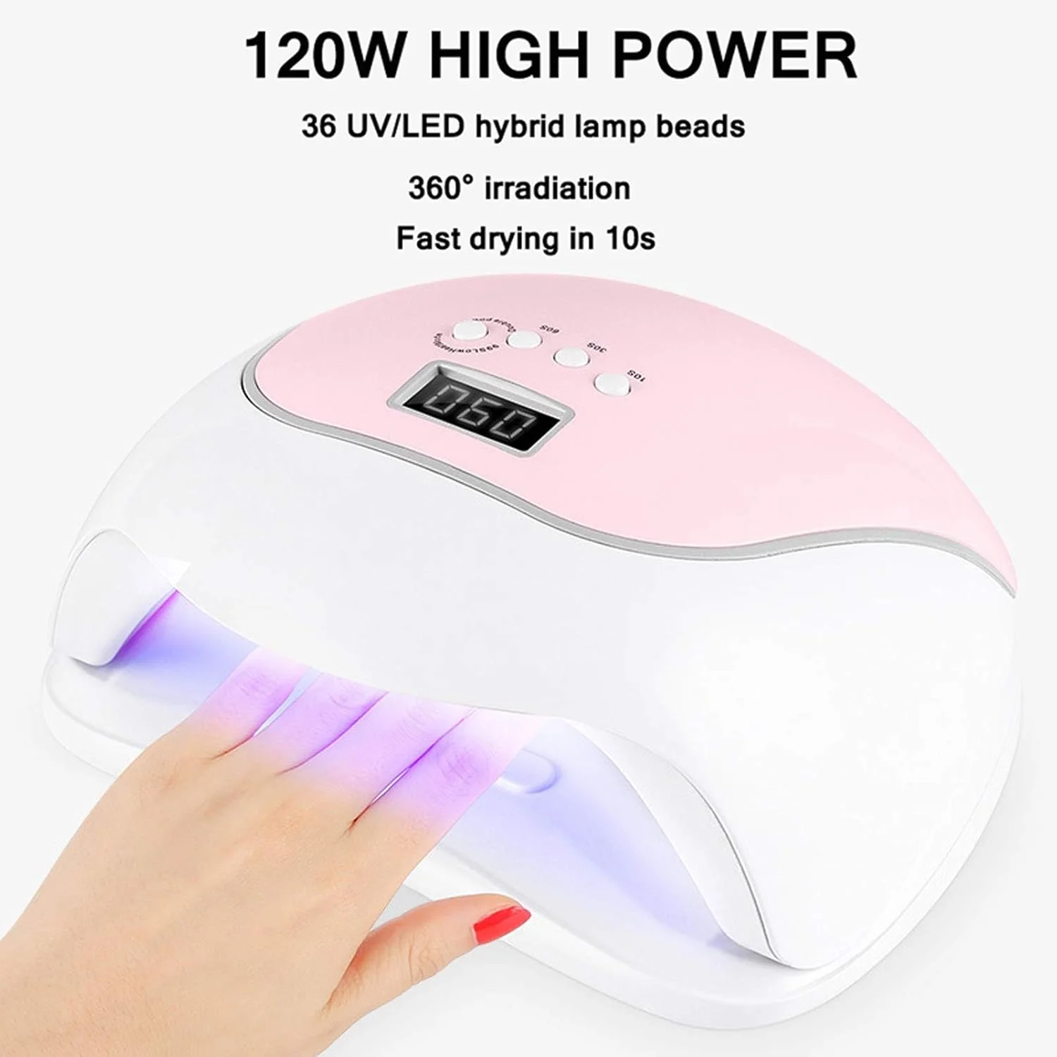 دستگاه خشک کن ناخن 120 وات LED مناسب برای خشک کردن انواع ژل، لاک و ابزار طراحی ناخن (رنگ: سبز)