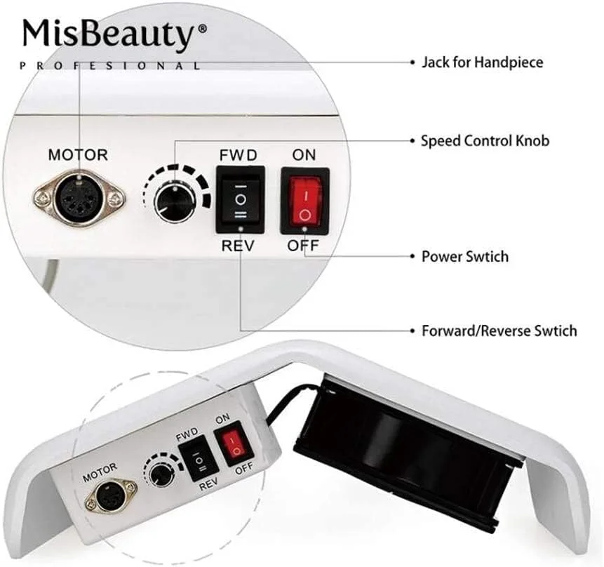 دستگاه دریل ناخن برقی 2 در 1 با مکنده گرد و غبار ناخن با 2 فن (رنگ: سفید)