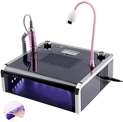 دستگاه مانیکور برقی FURLOU، دستگاه چندکاره 6 در 1 با لامپ خشک کن ناخن UV LED 108 واتی، کیت قلم دریل سوهان ناخن، جمع کننده گرد و غبار هنر ناخن، سفید (رنگ: مشکی) دستگاه مانیکور برقی FURLOU، دستگاه چندکاره 6 در 1 با لامپ خشک کن ناخن UV LED 108 واتی، کیت قلم دریل سوهان ناخن، جمع کننده گرد و غبار هنر ناخن، سفید (رنگ: مشکی)