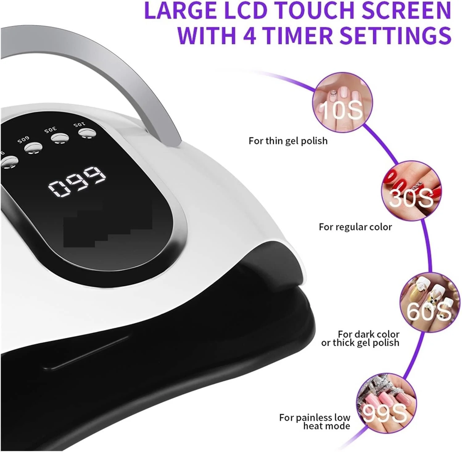 دستگاه خشک کن لاک ناخن ZAIED با لامپ LED و 66 مهره لامپ UV برای خشک کردن لاک ژل، مانیکور، سنسور مادون قرمز، تجهیزات حرفه ای ناخن، لامپ ناخن UV-LED (رنگ: 36led-x5، سایز: 1)
