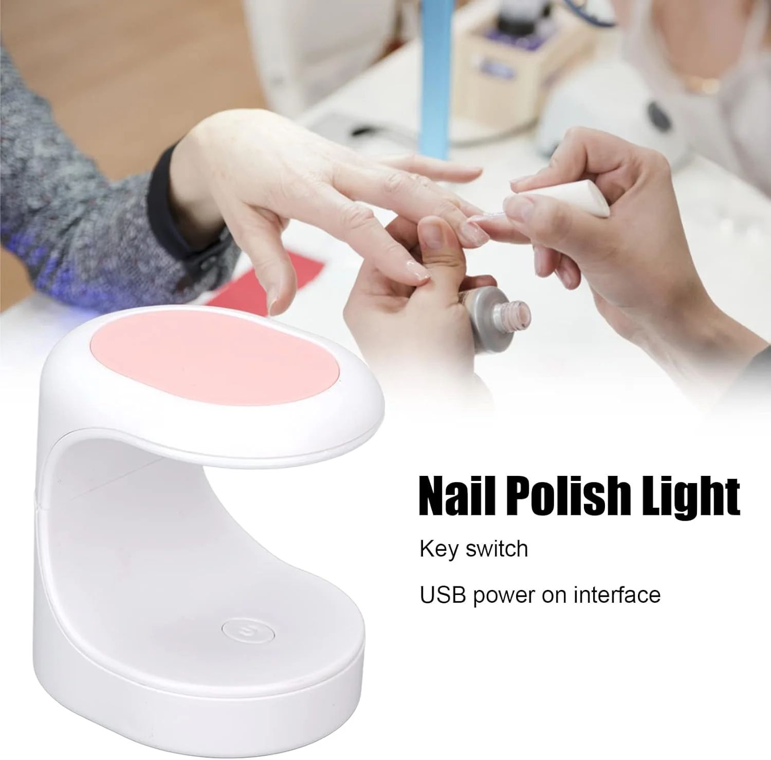 چراغ UV LED ناخن کوچک، 16 وات صورتی با منبع نور دوگانه، خشک کن ژل ناخن تک انگشتی با کابل USB برای مانیکوریست ها و سالن های ناخن