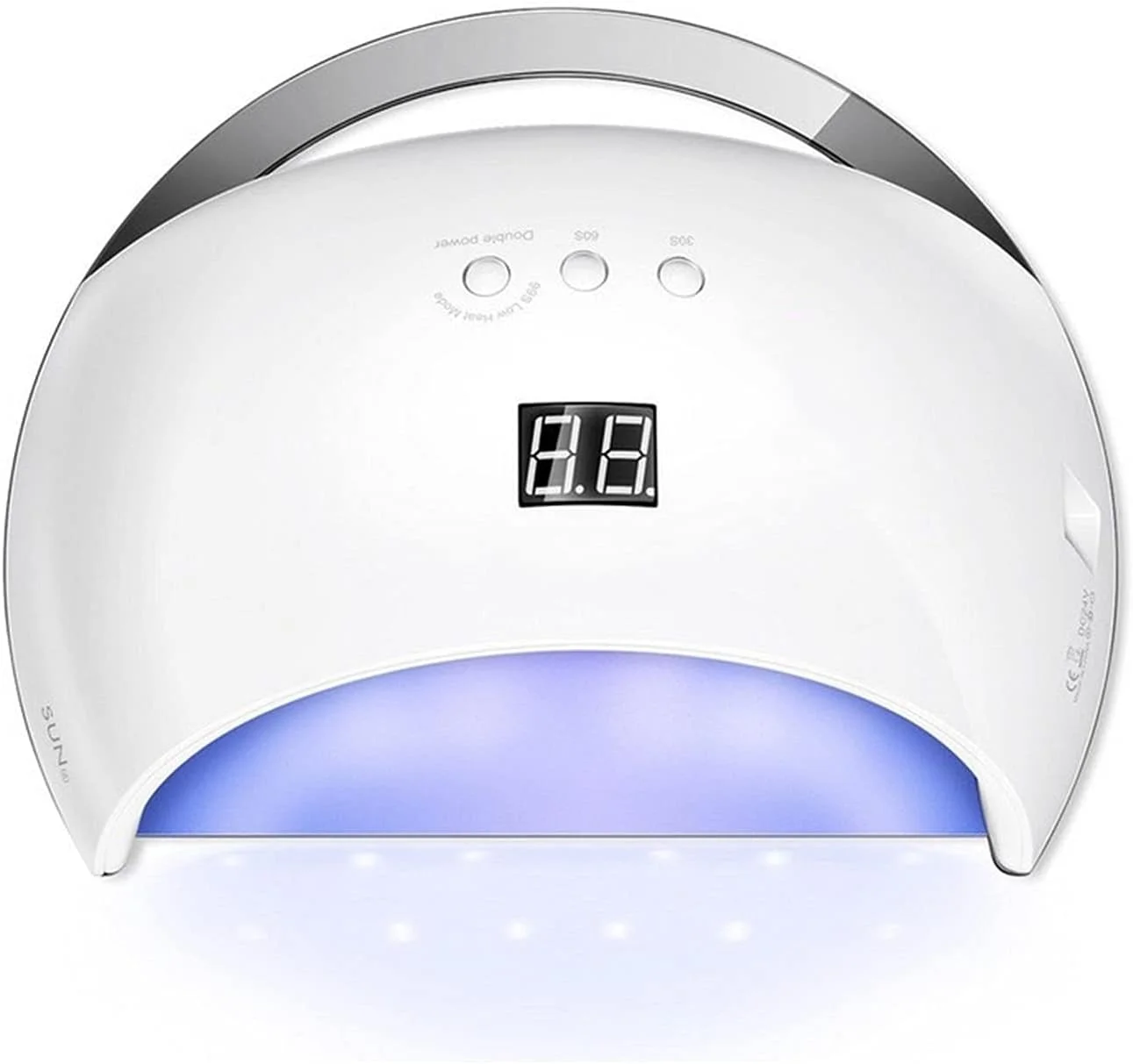 دستگاه خشک کن لاک ناخن LED UV فورلو، دستگاه هوشمند، کف فلزی، تایمر LCD، چند رنگ، مناسب برای خشک کردن لاک ژل UV و ابزارهای طراحی ناخن (رنگ: سفید)