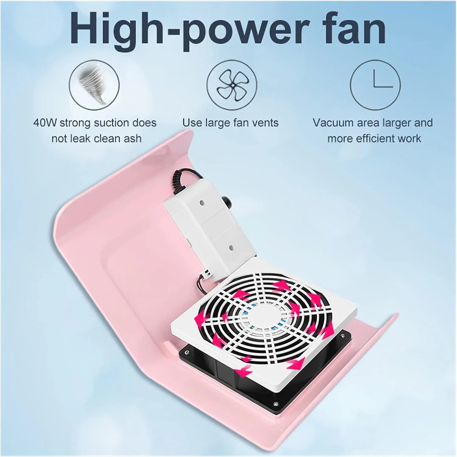 دستگاه جمع کننده گرد و غبار ناخن FURLOU، فن مکنده قدرتمند برای مانیکور 40 وات، مکش قوی، همه برای دستگاه مکنده مانیکور، پاک کننده گرد و غبار برای جذب کننده گرد و غبار ناخن (رنگ: صورتی با کیسه)