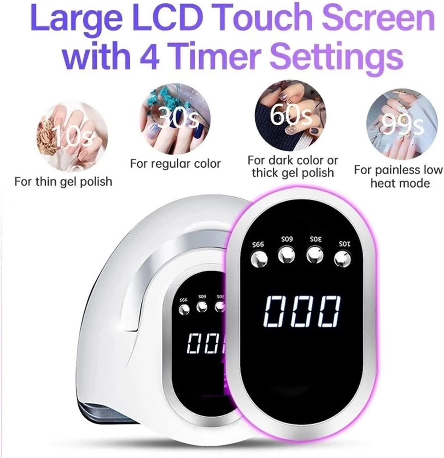 دستگاه خشک کن لاک ناخن تمکین 66LED، لامپ UV LED برای خشک کردن انواع لاک ژل، دارای حسگر حرکتی، ابزار حرفه ای مانیکور سالنی، سبک و آسان برای استفاده (رنگ: SUN X7 MAX، Si)