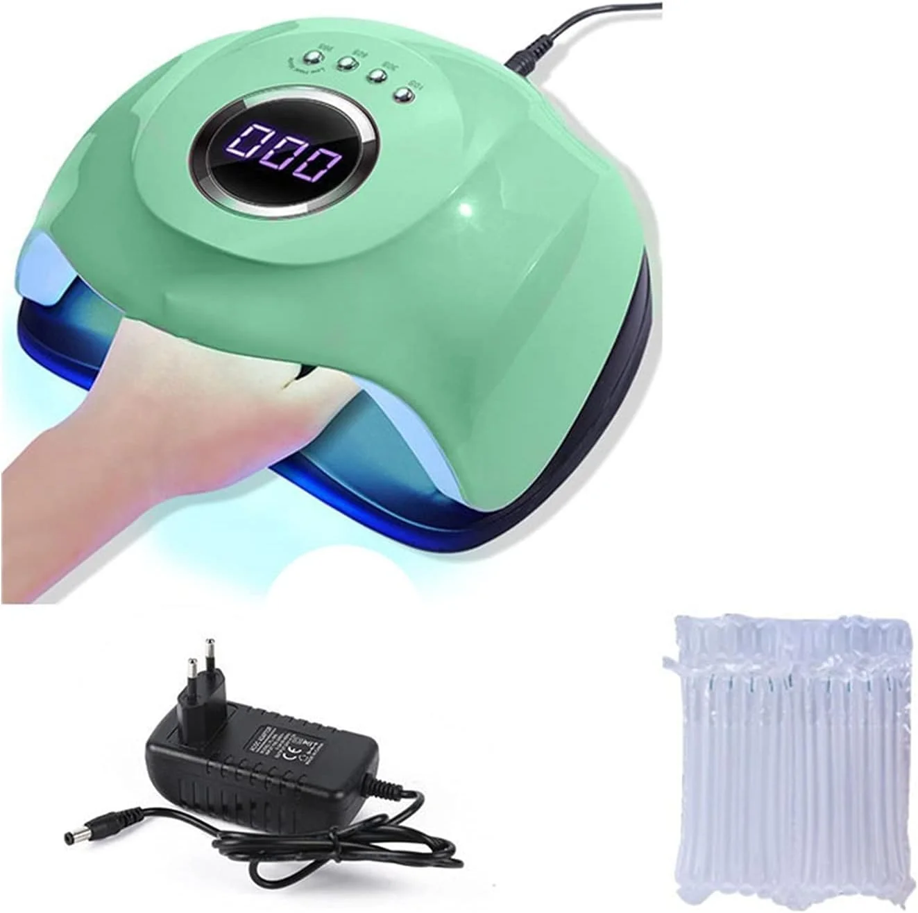دستگاه خشک کن ناخن ZAIED مدل SUN M3 با توان 90 وات و 45 لامپ UV، مناسب خشک کردن لاک ژل، دارای تایمر 10/30/60/99 ثانیه و حالت القایی اتوماتیک، حالت کیورینگ راحت (رنگ: سبز)