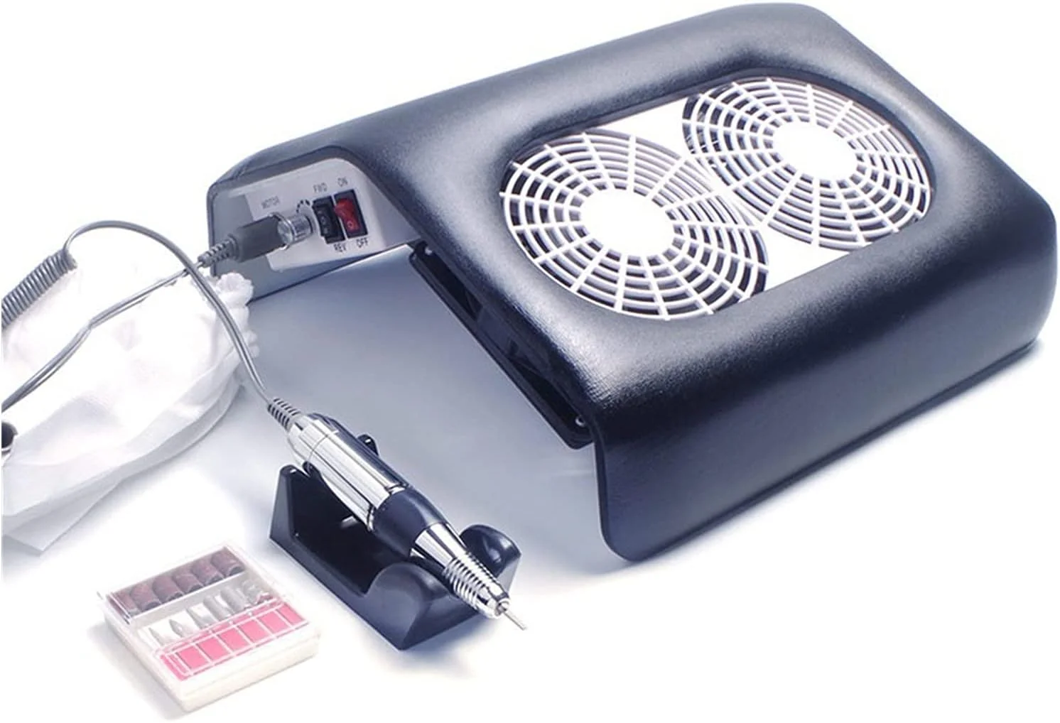 دستگاه جمع کننده گرد و غبار ناخن ZAIED 48 وات، فن ناخن، دستگاه مکنده و تمیز کننده سالن آرایشی، دو فن با دریل ناخن، 2 فن برای مانیکور، فیلتر ناخن حرفه ای (رنگ: مشکی)