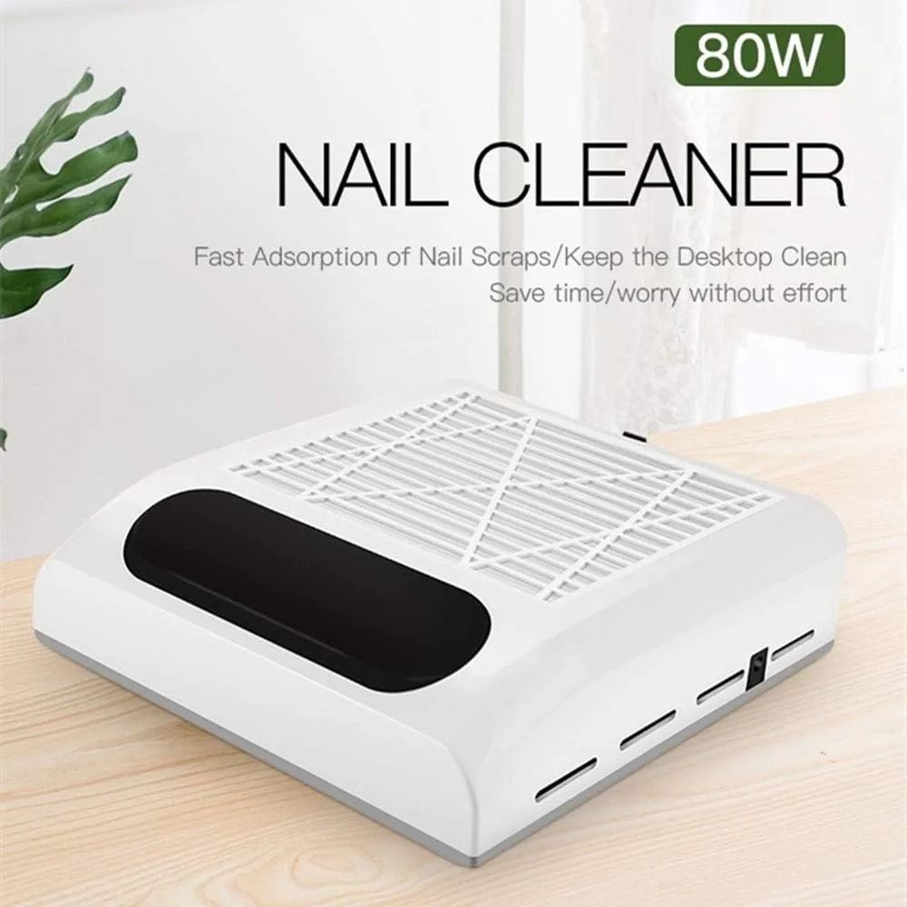 دستگاه جمع کننده گرد و غبار ناخن 80 وات، مکنده برقی قدرتمند با فیلتر ضد ریزش، مناسب برای تکنسین های حرفه ای ناخن و سالن های آرایشی، سفید
