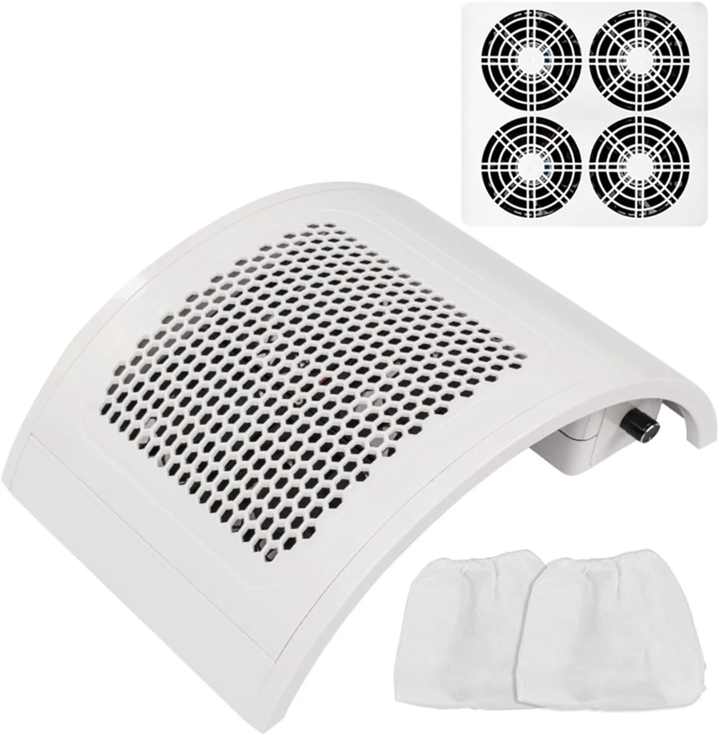 دستگاه جمع کننده گرد و غبار ناخن برقی 80 وات، فن قدرتمند، تمیز کننده لاک ناخن، ابزار پدیکور مناسب استفاده در منزل و سالن، کم صدا (رنگ: 838-4 سفید)