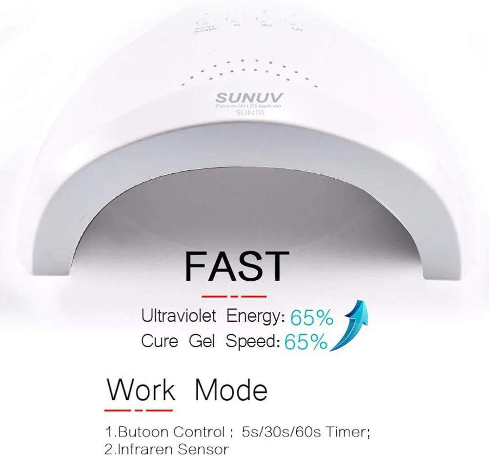 دستگاه خشک کن لاک ناخن LED تیستیک، فن مینی قابل حمل، خشک کن ناخن UV 48 وات برای لاک ژل با تایمر 5S/30S/60S و سنسور اتوماتیک