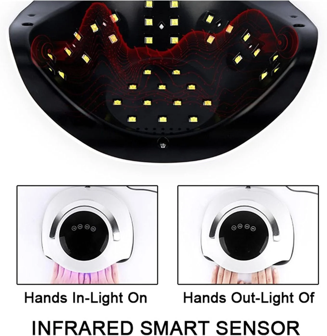 دستگاه خشک کن لاک ناخن UV LED زاید، مناسب برای انواع لاک ژل، دارای سنسور هوشمند، ابزار طراحی ناخن برای ناخن های دست و پا (رنگ: ست 1)