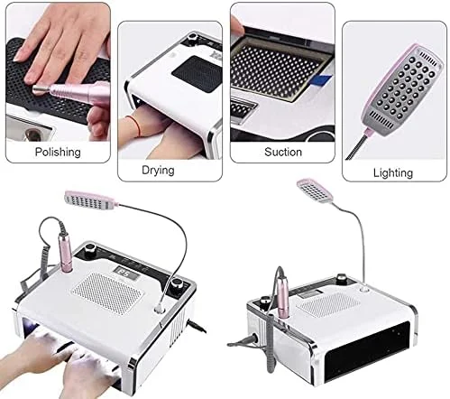 دستگاه ۴ در ۱ جمع کننده گرد و غبار ناخن ZAIED با دستگاه دریل برقی ناخن، خشک کن ناخن UV، لامپ LED، جاروبرقی ناخن، کیت طراحی حرفه ای تمیز کننده لاک ژل ناخن برای استفاده در سالن و منزل، سفید (رنگ: B) دستگاه ۴ در ۱ جمع کننده گرد و غبار ناخن ZAIED با دستگاه دریل برقی ناخن، خشک کن ناخن UV، لامپ LED، جاروبرقی ناخن، کیت طراحی حرفه ای تمیز کننده لاک ژل ناخن برای استفاده در سالن و منزل، سفید (رنگ: B)