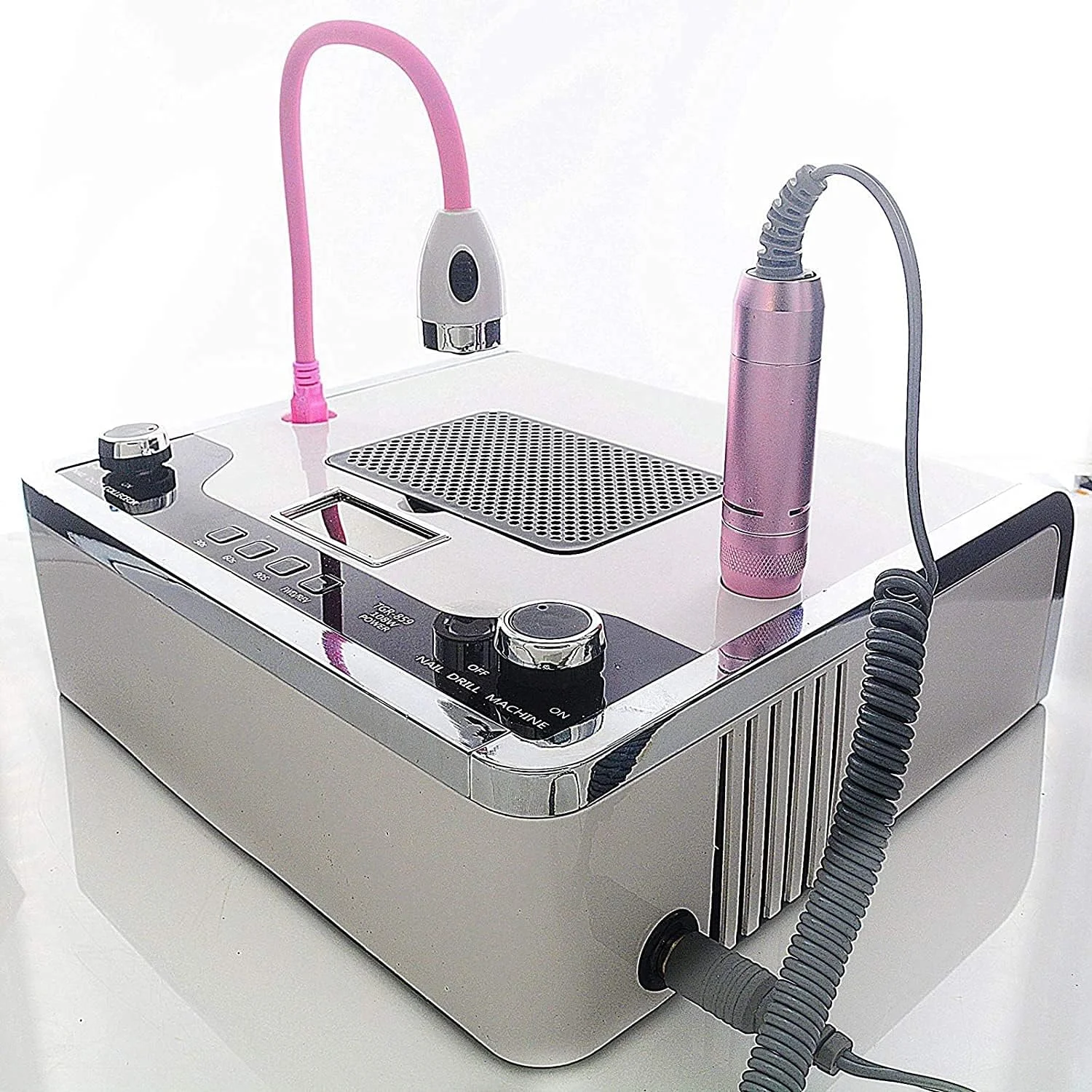 دستگاه جمع کننده گرد و غبار ناخن 4 در 1 ZAIED با دستگاه دریل برقی ناخن، خشک کن ناخن UV، لامپ LED، کیت طراحی حرفه ای تمیز کننده لاک ژل هنر ناخن برای استفاده در سالن و منزل، سفید (رنگ: W)