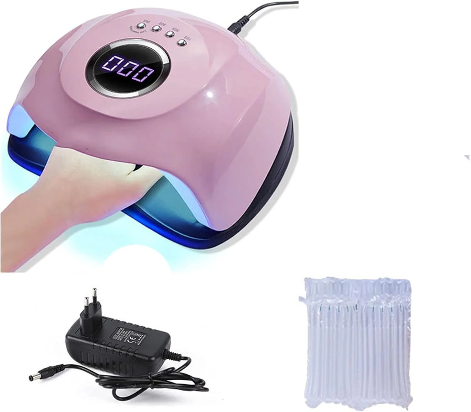 دستگاه خشک کن ناخن زاید مدل SUN M3 با توان 90 وات و 45 لامپ UV، مناسب خشک کردن لاک ژل با تایمر 10/30/60/99 ثانیه و حالت القایی خودکار، حالت کیورینگ راحت (رنگ: صورتی)