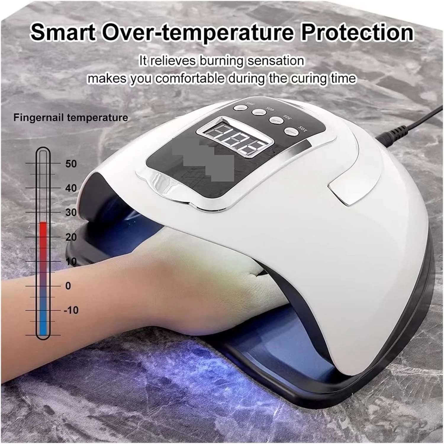 دستگاه خشک کن لاک ناخن REHOOF با 66 لامپ ال ای دی یو وی، طراحی قابل حمل با صفحه نمایش لمسی بزرگ ال سی دی، سنسور هوشمند، مناسب برای خشک کردن لاک ژل