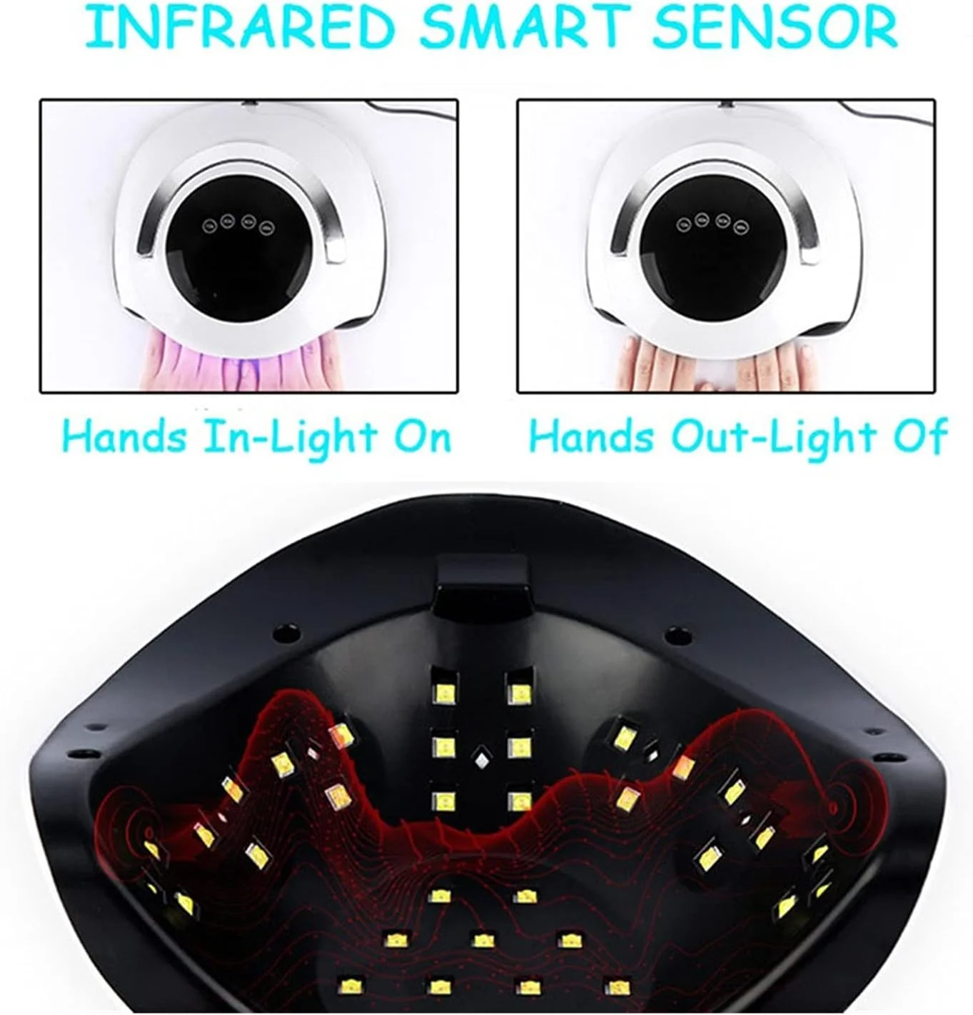 دستگاه خشک کن لاک ناخن UV LED، مناسب برای خشک کردن ژل لاک، 120W/80W، دارای صفحه نمایش LCD و دکمه لمسی، ابزار مانیکور برای ناخن های دست و پا