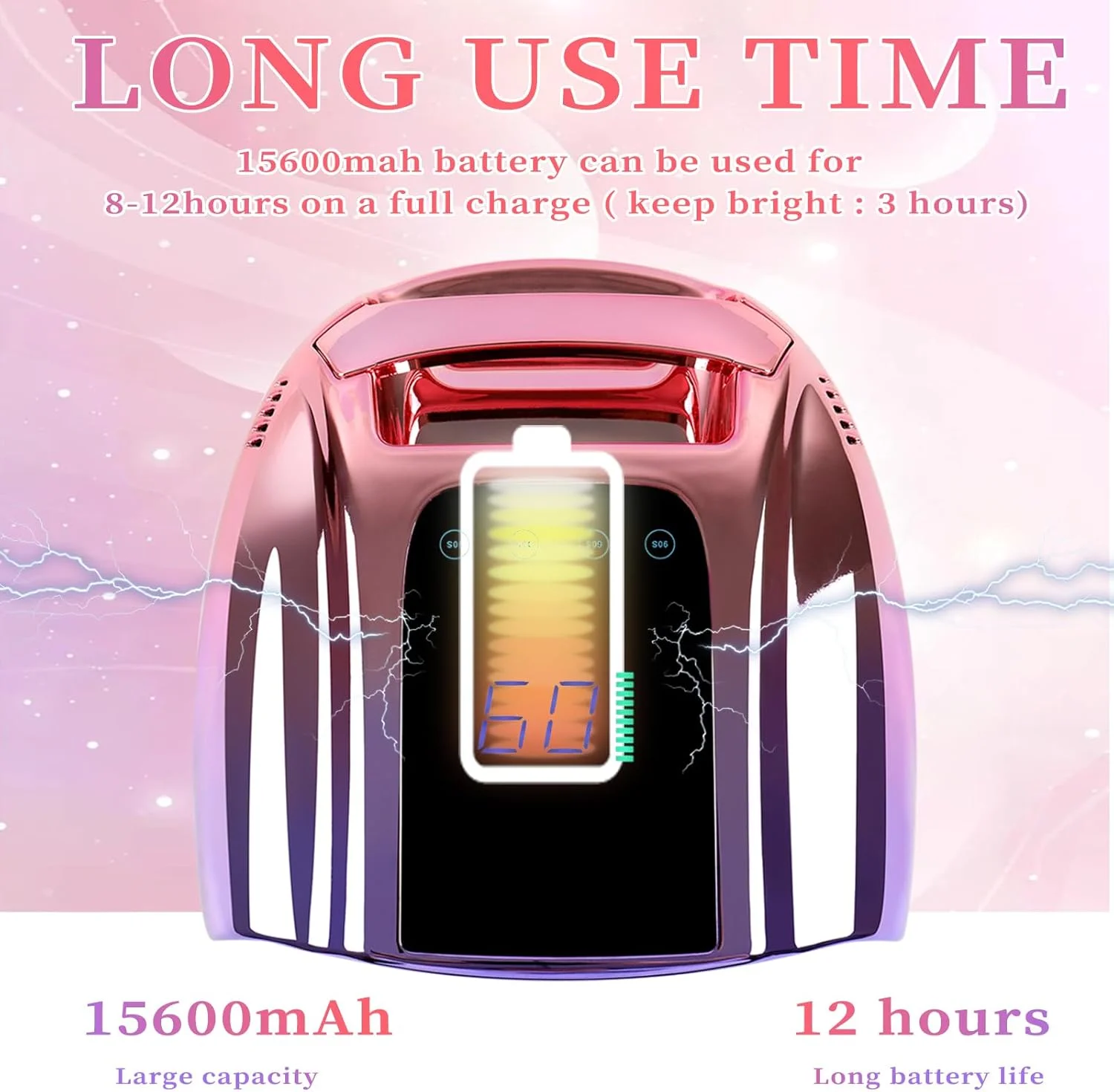 دستگاه خشک کن لاک ناخن UV LED قابل شارژ 96 وات، چراغ UV بی سیم قابل حمل برای ناخن با صفحه نمایش LCD، سنسور خودکار، 4 تنظیم تایمر و سنسور هوشمند، چراغ خشک کن ناخن با ته جداشدنی (رنگی)