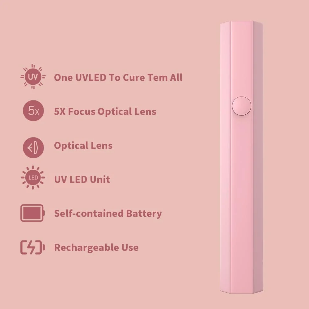 چراغ UV کوچک برای ناخن های ژلی، چراغ کوچک خشک کننده ناخن، لامپ فلاش برای ناخن های ژلی، لامپ LED ناخن برای لاک ژل، خشک کن ناخن USB مانیکور برای خشک کردن سریع در خانه و سالن (صورتی)