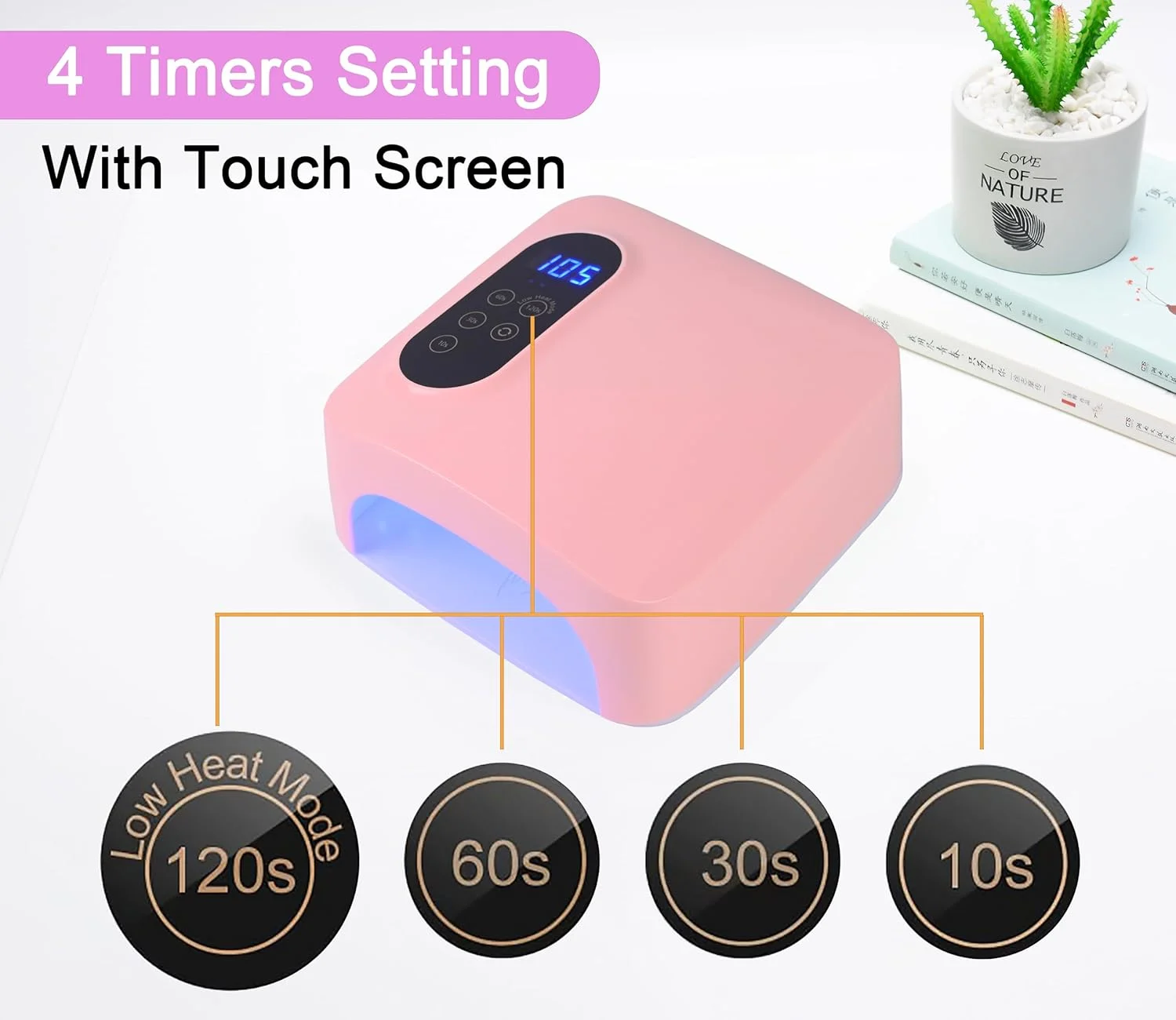 دستگاه خشک کن لاک ناخن ال ای دی 72 وات، قابل شارژ، چراغ یو وی ال ای دی قابل حمل با 4 تنظیم تایمر