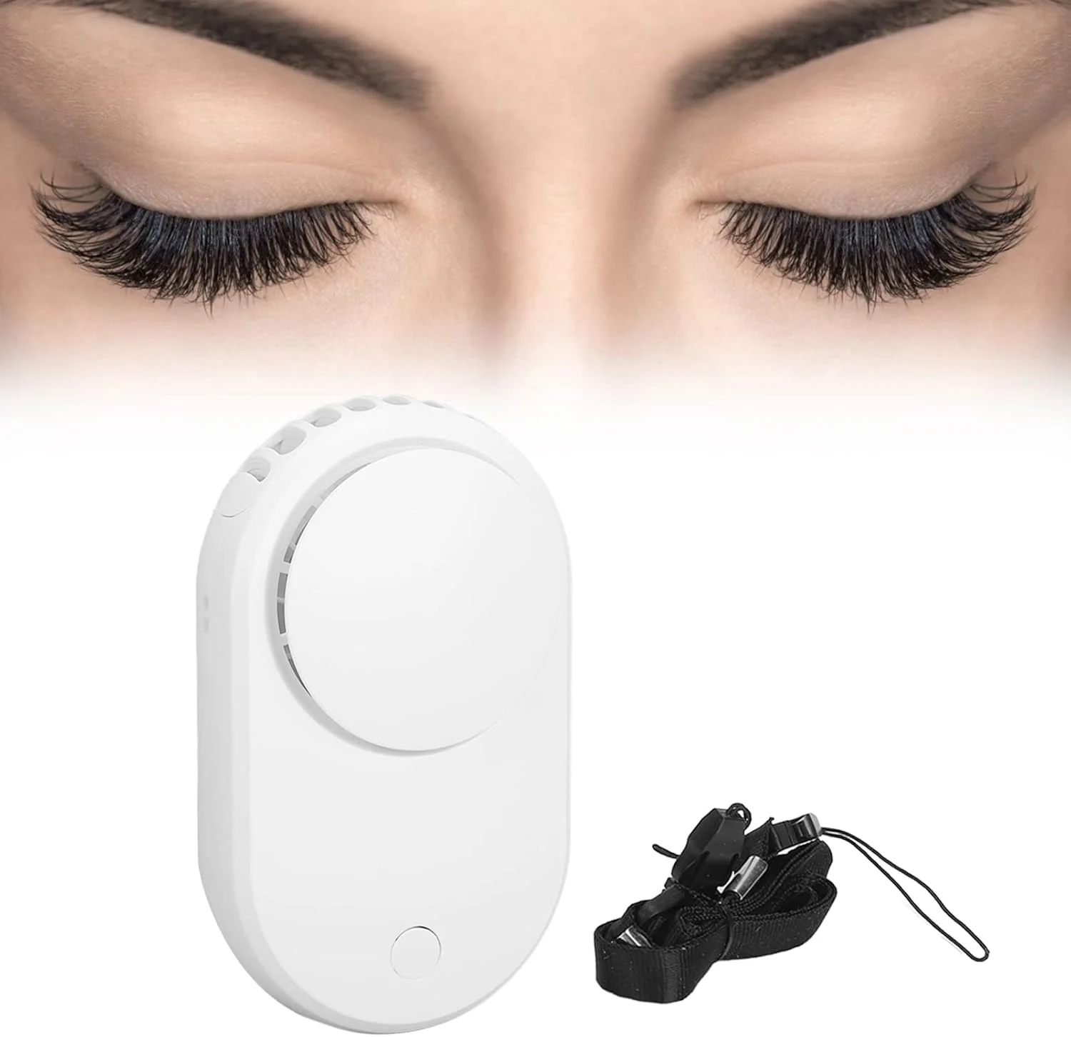 پنکه مژه، مینی خشک کن مژه، پنکه مینی قابل حمل USB، خشک کن مژه دستی، دمنده تهویه مطبوع مینی قابل حمل مژه، باد یکنواخت و متراکم برای اکستنشن مژه (سفید)