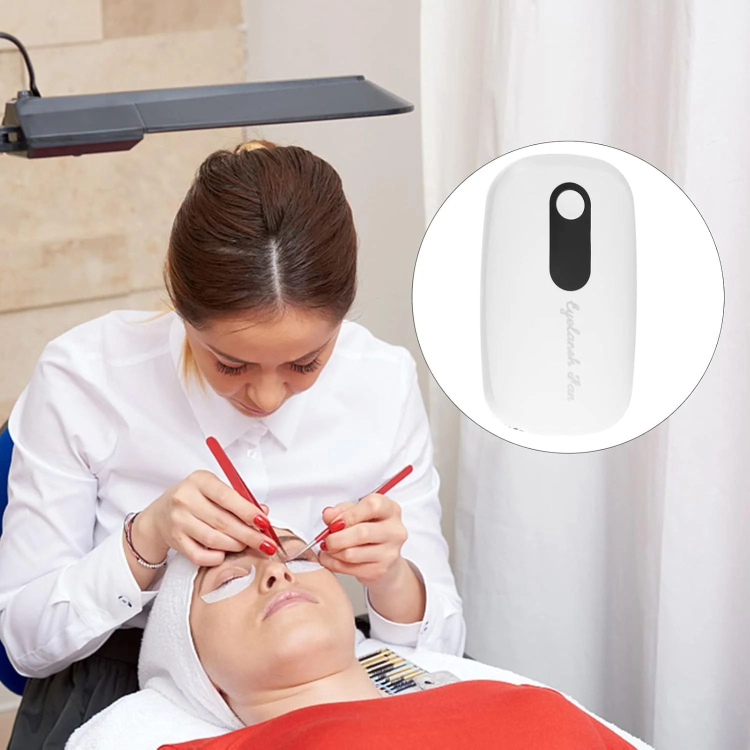 فن مژه قابل شارژ، خشک کن مژه برای استفاده از اکستنشن مژه، سفید فن مژه قابل شارژ، خشک کن مژه برای استفاده از اکستنشن مژه، سفید