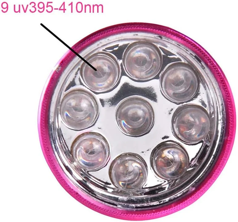 چراغ قوه کوچک Irovami برای خشک کردن ژل LED UV، چراغ قوه دستی ناخن، دارای 9 LED با طول موج 395 نانومتر برای صورت