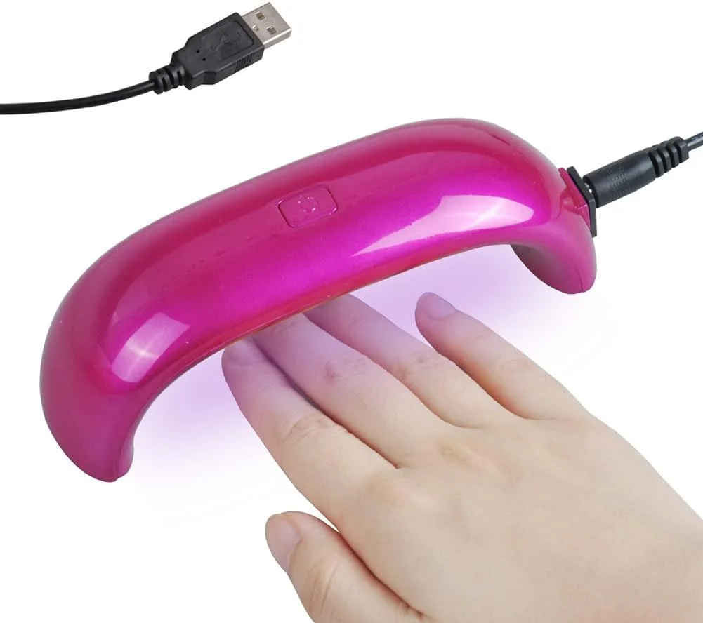 دستگاه خشک کن لاک ناخن LED قابل حمل 9 وات USB، مناسب مانیکور و پدیکور - صورتی