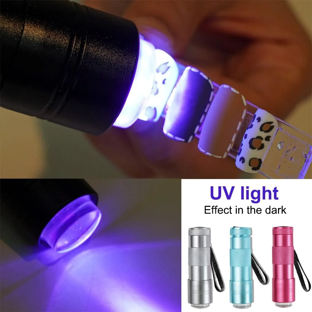 چراغ خشک کن ژلی دستی، مناسب برای خشک کردن لاک ناخن، چراغ قوه مهر کننده، با باتری، مشکی