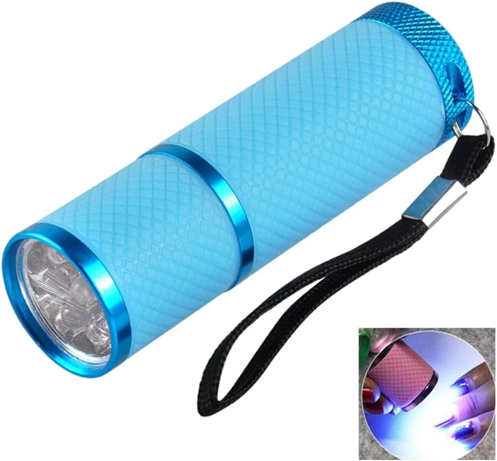 چراغ دستی لاک ناخن، ضد لغزش، چراغ خشک کننده، مناسب منزل و سالن، چراغ قوه با باتری، لوازم مانیکور، آبی