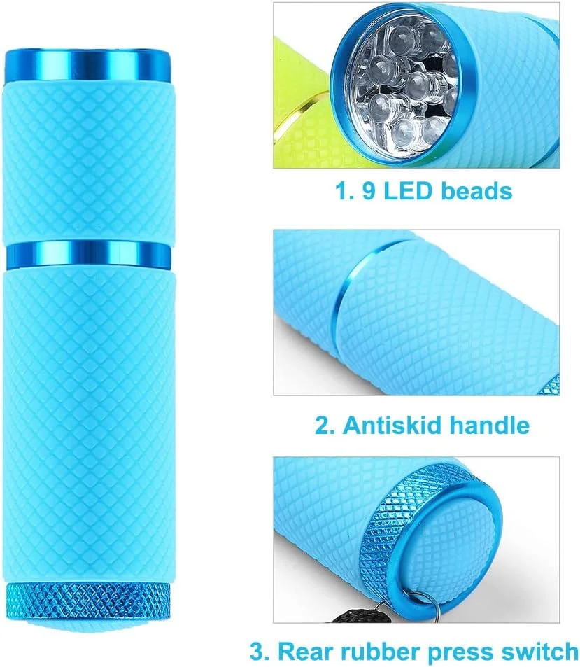 چراغ دستی لاک ناخن، ضد لغزش، چراغ خشک کننده، مناسب منزل و سالن، چراغ قوه با باتری، لوازم مانیکور، آبی