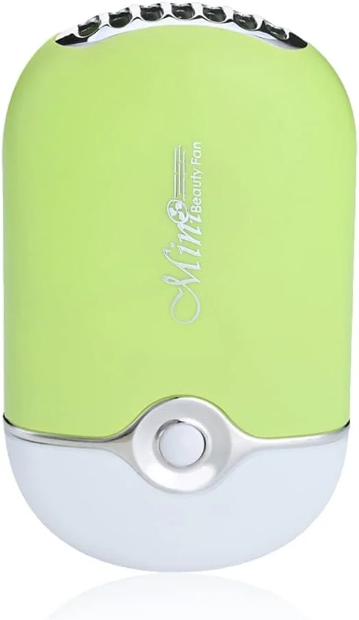 پنکه دستی زنانه با دکمه برای خنک کردن کاشت مژه به همراه طناب آویز، خشک کن، مناسب سالن، اسپا، پنکه USB، لوازم آرایشی، سبز